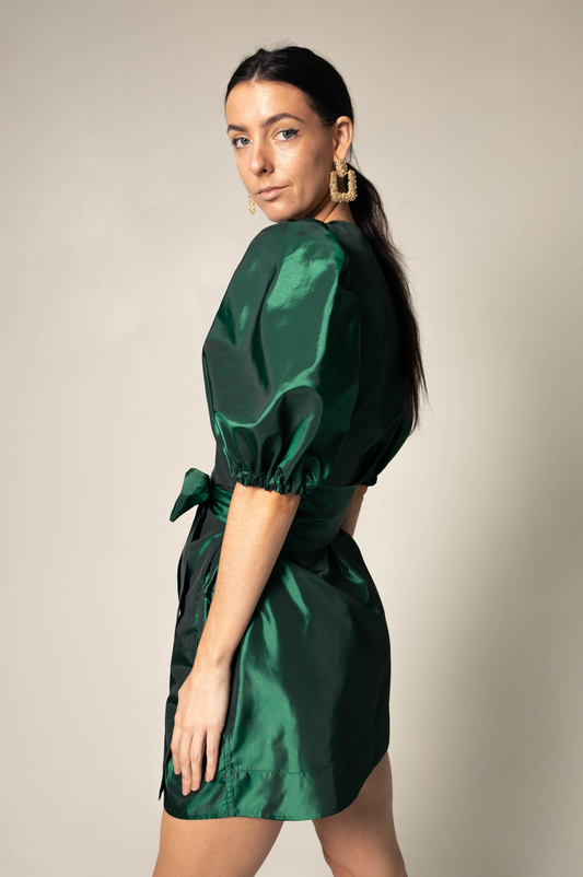 Robe portefeuille verte luxe